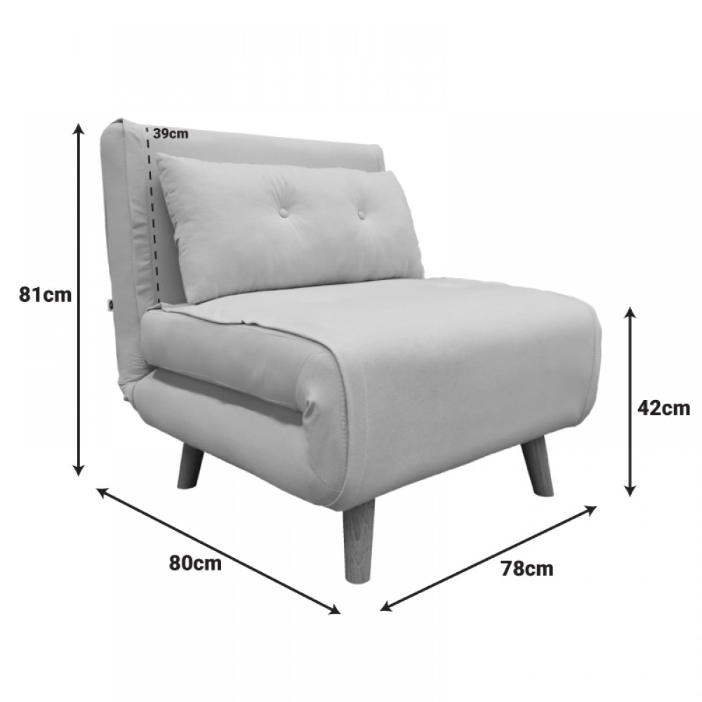 Πολυθρόνα-κρεβάτι "JOSUANE" από ύφασμα/ξύλο σε χρώμα μπεζ/φυσικό 77x80x81