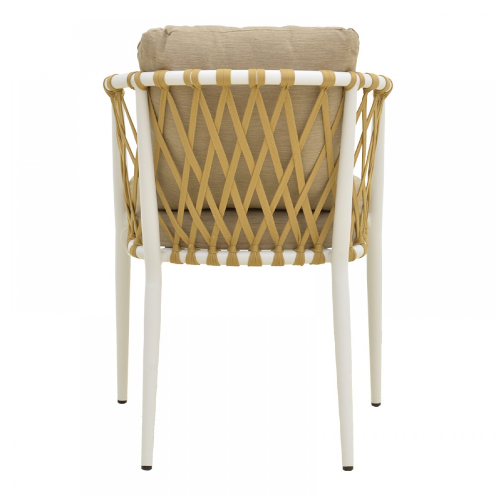 Πολυθρόνα "PELUXE" από αλουμίνο/σχοινί σε χρώμα λευκό/φυσικό 57x60x78