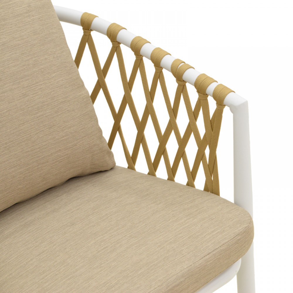 Πολυθρόνα "PELUXE" από αλουμίνο/σχοινί σε χρώμα λευκό/φυσικό 57x60x78