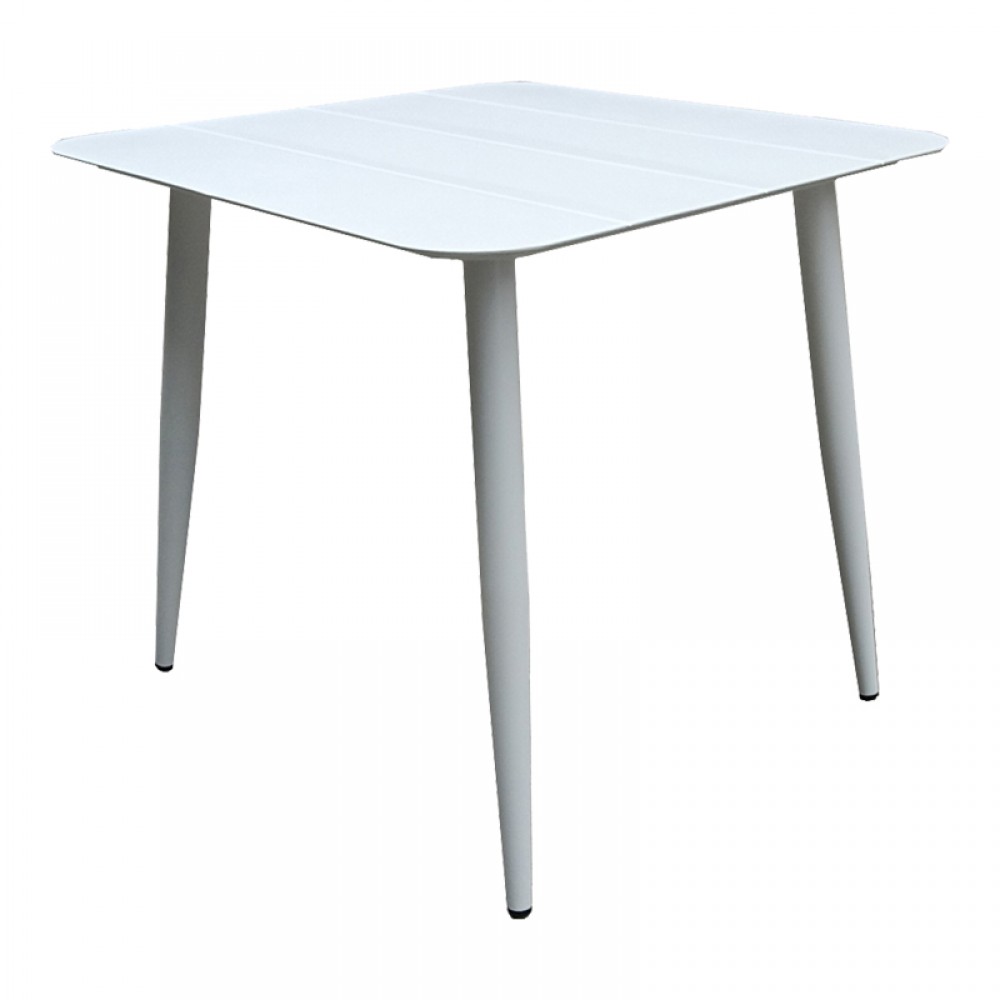 Τραπέζι "VISTA" από αλουμίνιο σε χρώμα λευκό 80x80x72