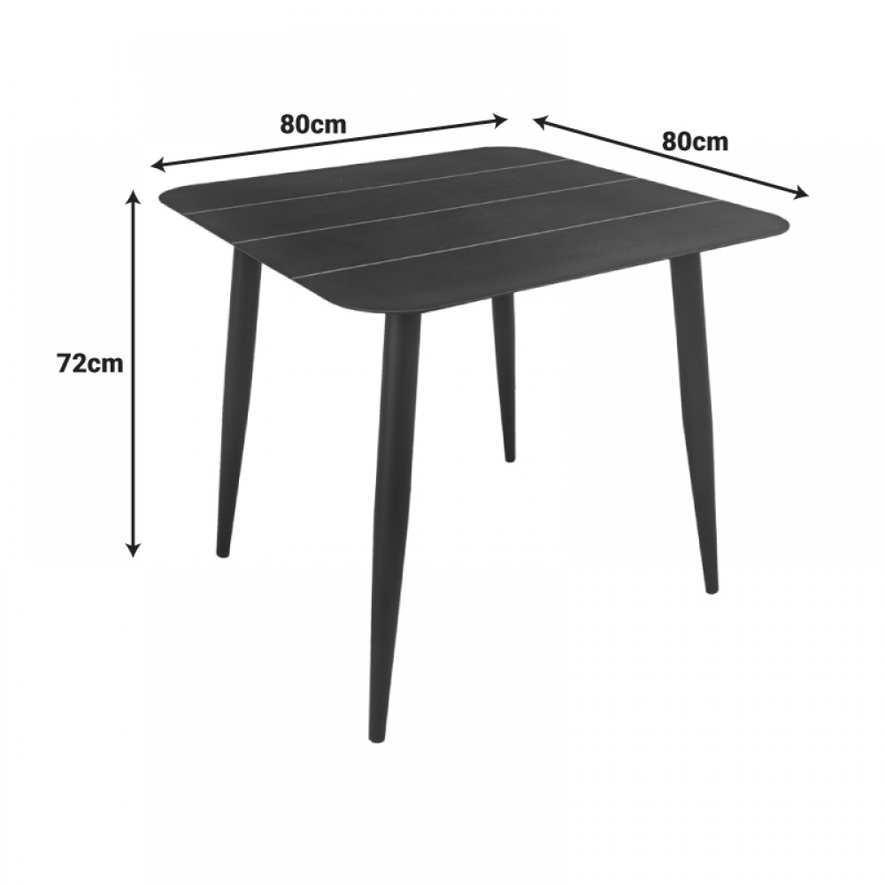 Τραπέζι "VISTA" από αλουμίνιο σε χρώμα λευκό 80x80x72