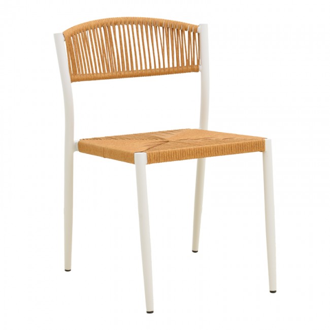 Καρέκλα "CURA" από αλουμίνιο σε χρώμα λευκό/φυσικό 53x59x78