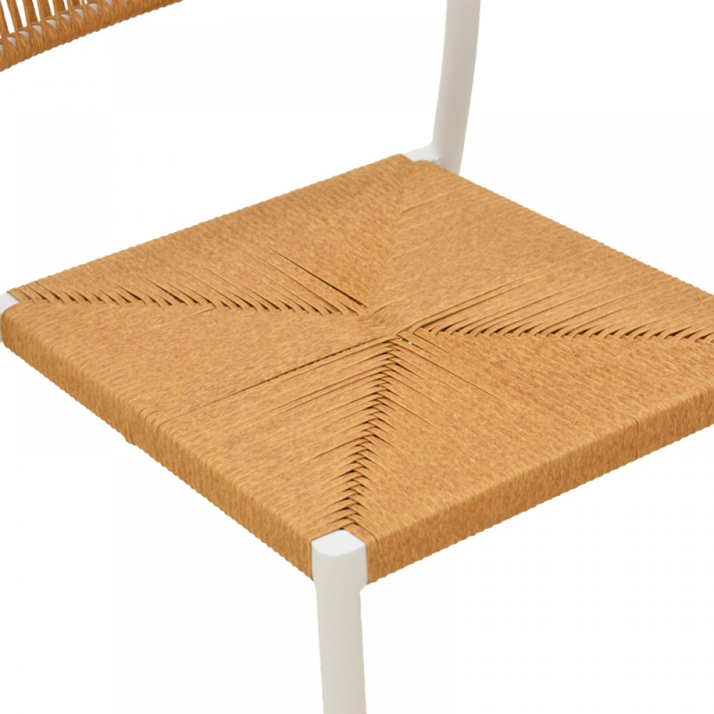 Καρέκλα "CURA" από αλουμίνιο σε χρώμα λευκό/φυσικό 53x59x78