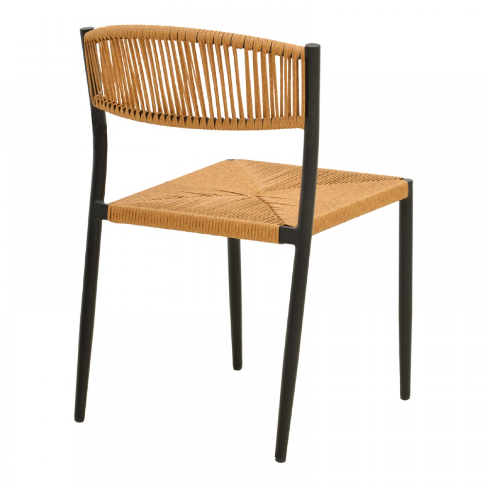 Καρέκλα "CURA" από αλουμίνιο σε χρώμα μαύρο/φυσικό 53x59x78