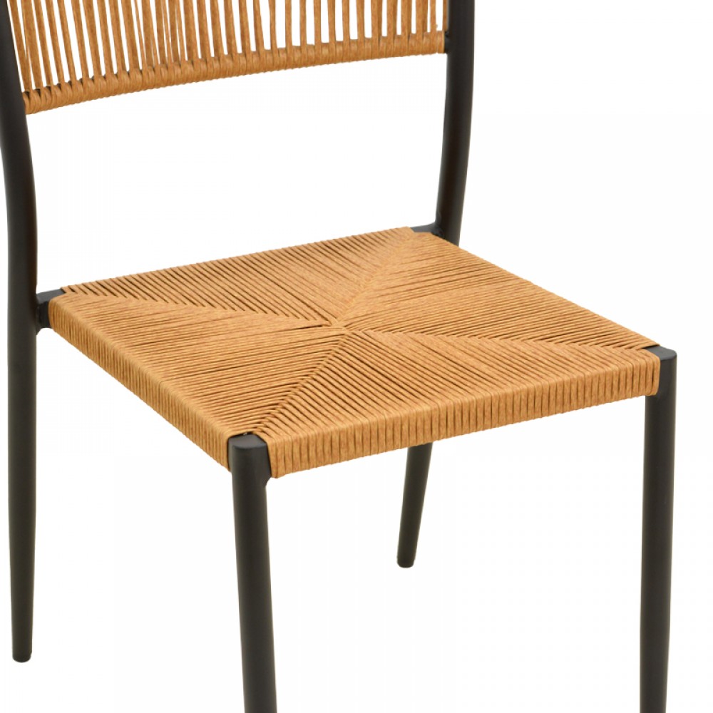 Καρέκλα "CURA" από αλουμίνιο σε χρώμα μαύρο/φυσικό 53x59x78