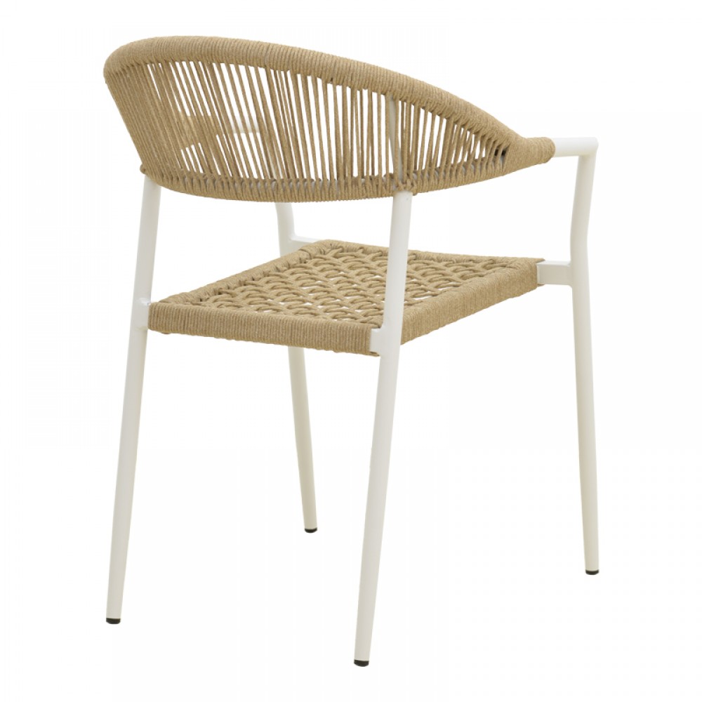 Πολυθρόνα "AMMOS" από αλουμίνιο/σχοινί σε χρώμα λευκό/φυσικό 57x61x82