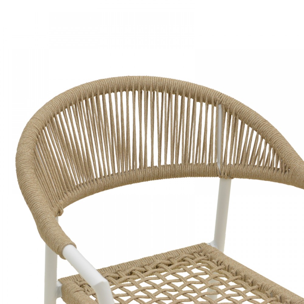 Πολυθρόνα "AMMOS" από αλουμίνιο/σχοινί σε χρώμα λευκό/φυσικό 57x61x82