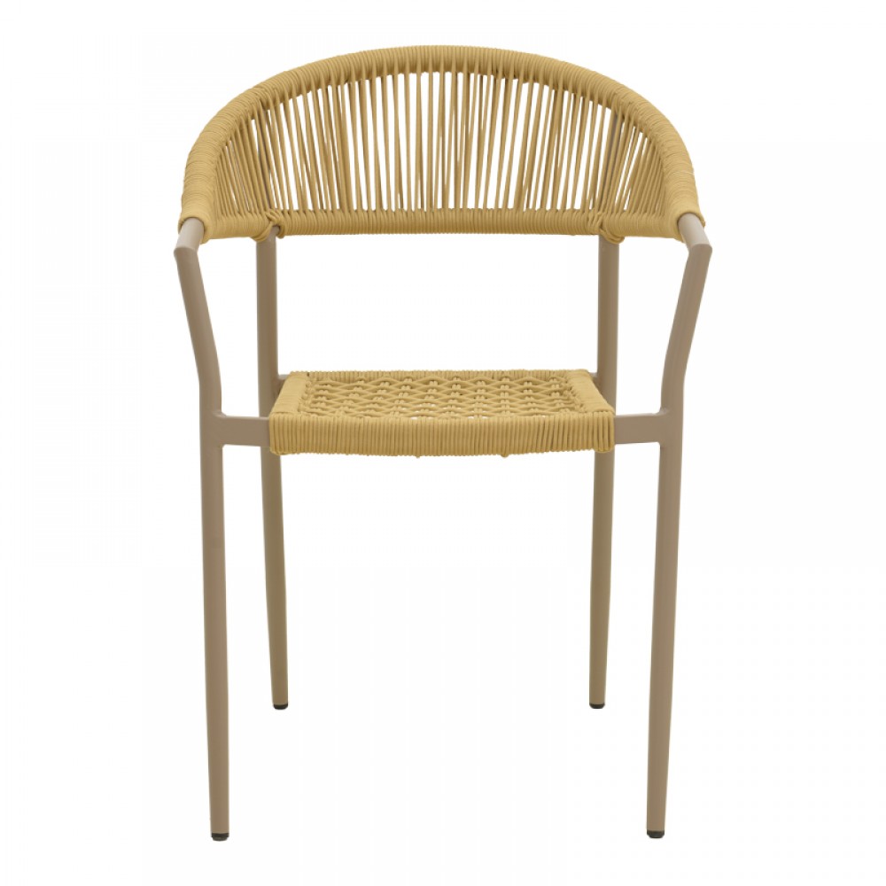 Πολυθρόνα "AMMOS" από αλουμίνιο/σχοινί σε χρώμα μόκα/φυσικό 57x61x82