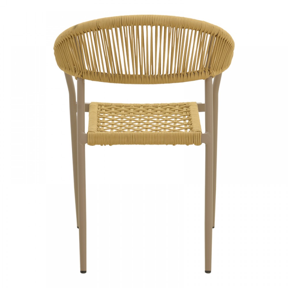 Πολυθρόνα "AMMOS" από αλουμίνιο/σχοινί σε χρώμα μόκα/φυσικό 57x61x82