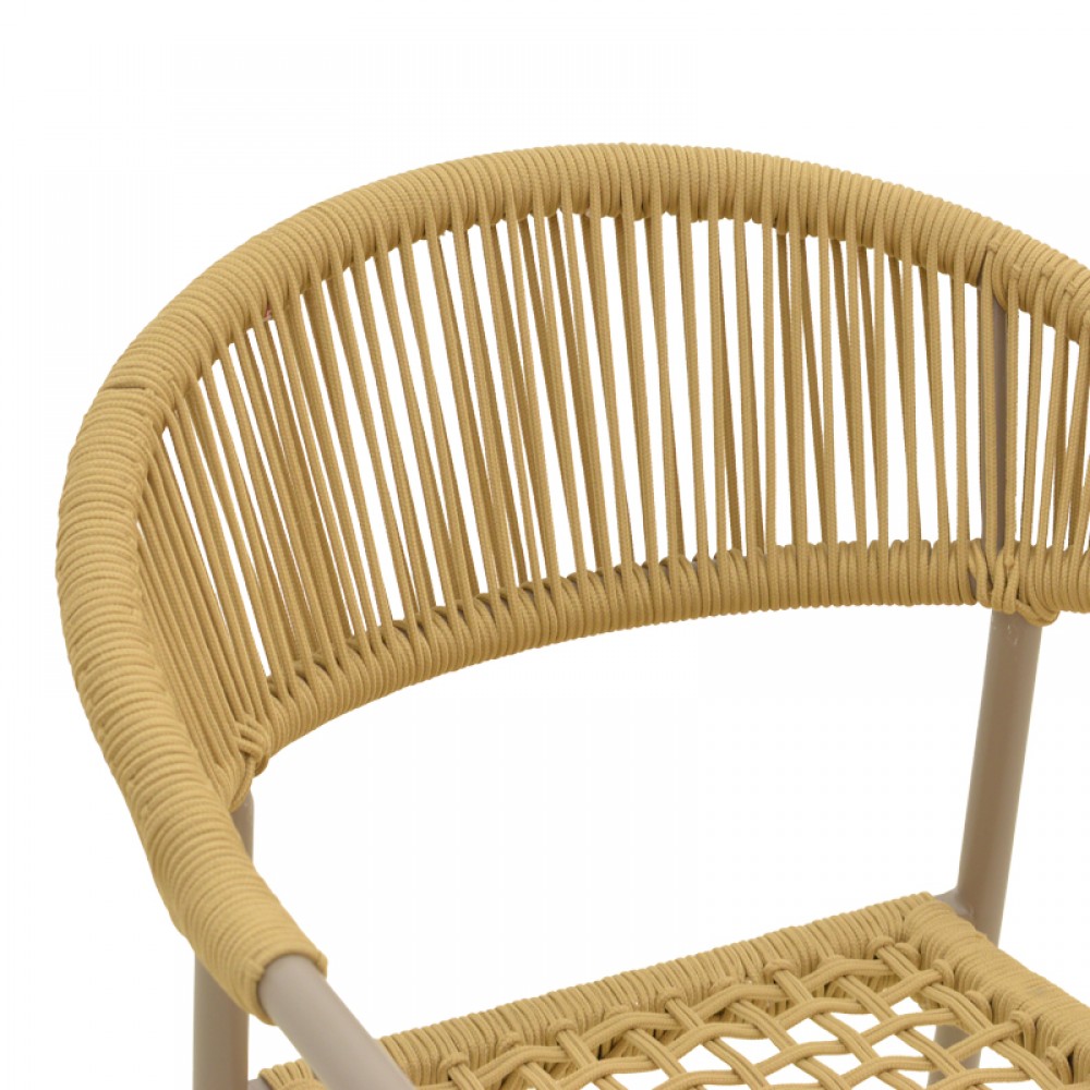 Πολυθρόνα "AMMOS" από αλουμίνιο/σχοινί σε χρώμα μόκα/φυσικό 57x61x82