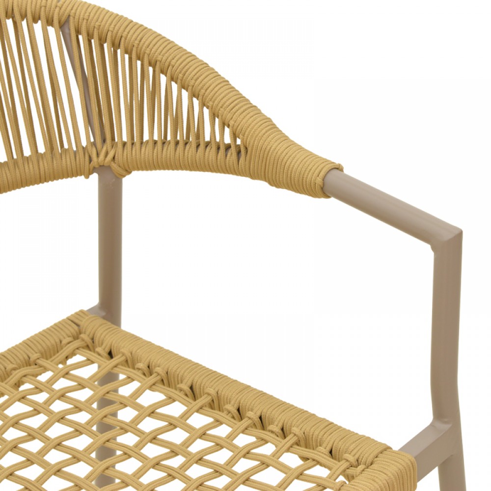 Πολυθρόνα "AMMOS" από αλουμίνιο/σχοινί σε χρώμα μόκα/φυσικό 57x61x82