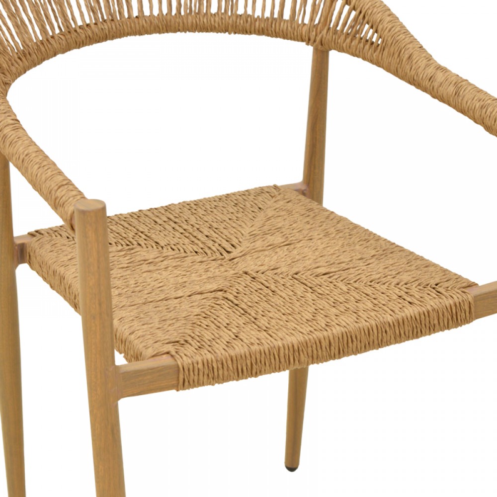 Πολυθρόνα "RAYANA" από αλουμίνιο/σχοινί σε χρώμα φυσικό 56x61,5x77,5