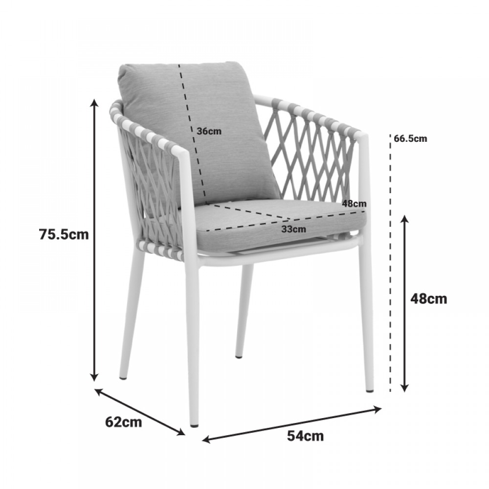 Πολυθρόνα "PELUXE" από αλουμίνο/σχοινί σε χρώμα ανθρακί/φυσικό 57x60x78