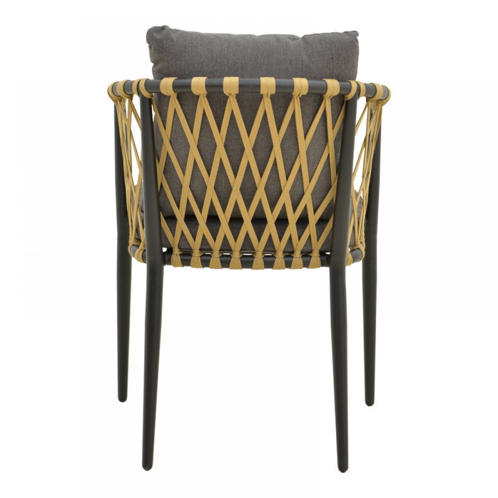 Πολυθρόνα "PELUXE" από αλουμίνο/σχοινί σε χρώμα ανθρακί/φυσικό 57x60x78