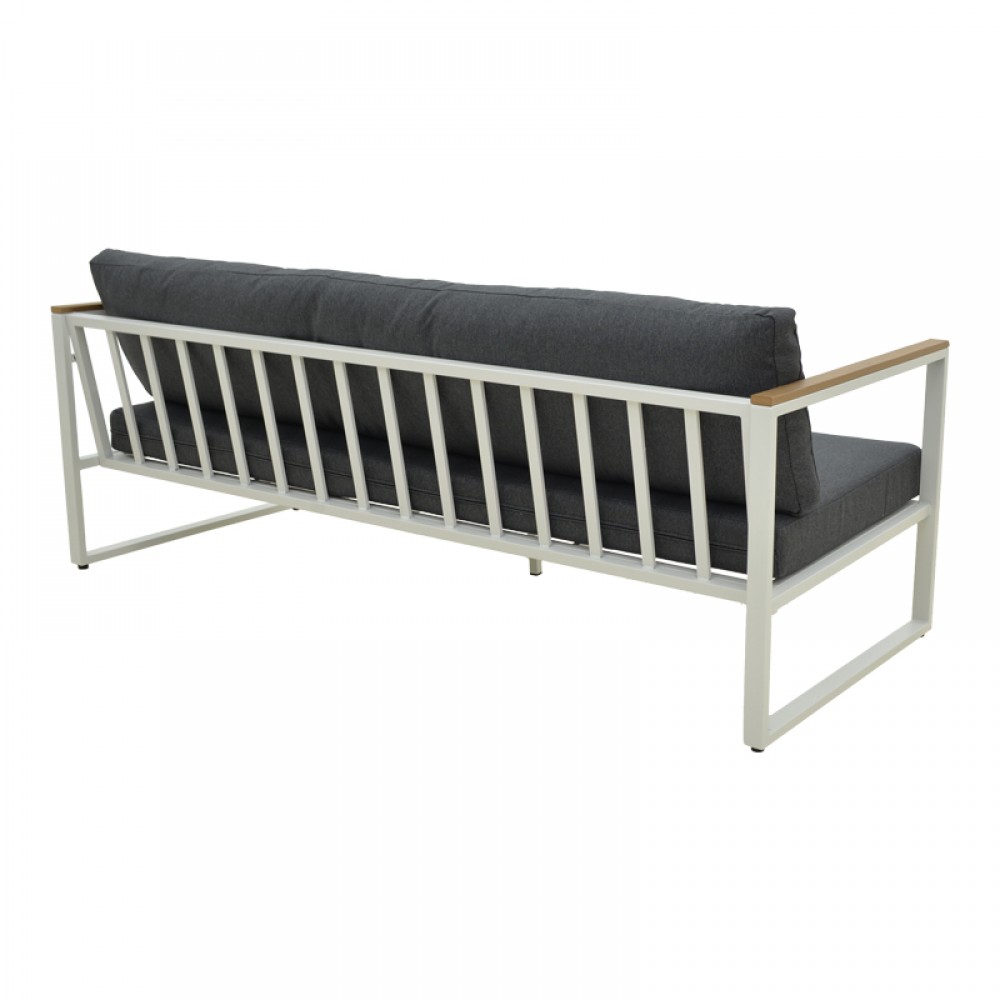 Τριθέσιος καναπές "AURELIO" από μέταλλο/ύφασμα σε χρώμα λευκό/ανθρακί 192x74x63