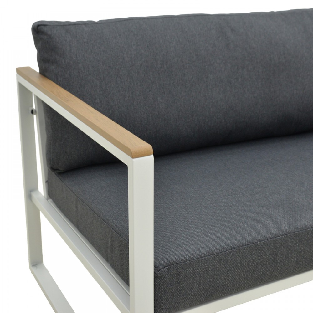 Τριθέσιος καναπές "AURELIO" από μέταλλο/ύφασμα σε χρώμα λευκό/ανθρακί 192x74x63