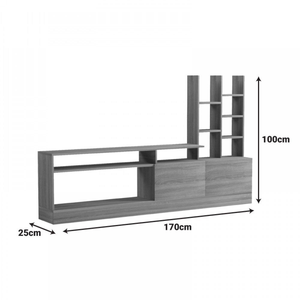 Σύνθετο σαλονιού "SERUNO" σε χρώμα σονόμα 170x25x100