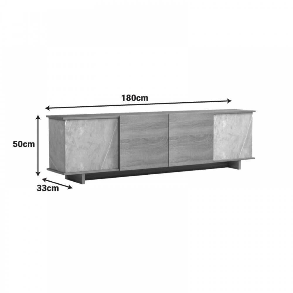 Έπιπλο τηλεόρασης "ZAFORE" σε χρώμα σονόμα γκρι 180x33x50