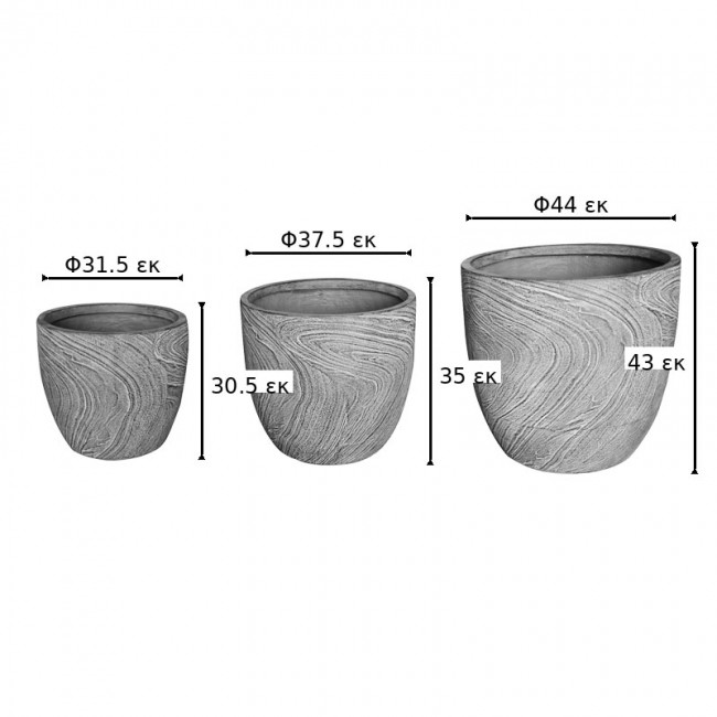 Κασπώ "ANTHEA" 3 τμχ από  σε χρώμα γκρι Φ44x43