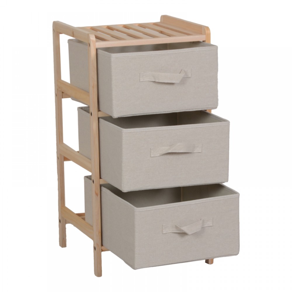 Συρταριέρα "WOLEN" από ξύλο/ύφασμα σε χρώμα φυσικό μπεζ 34.5x36.5x67