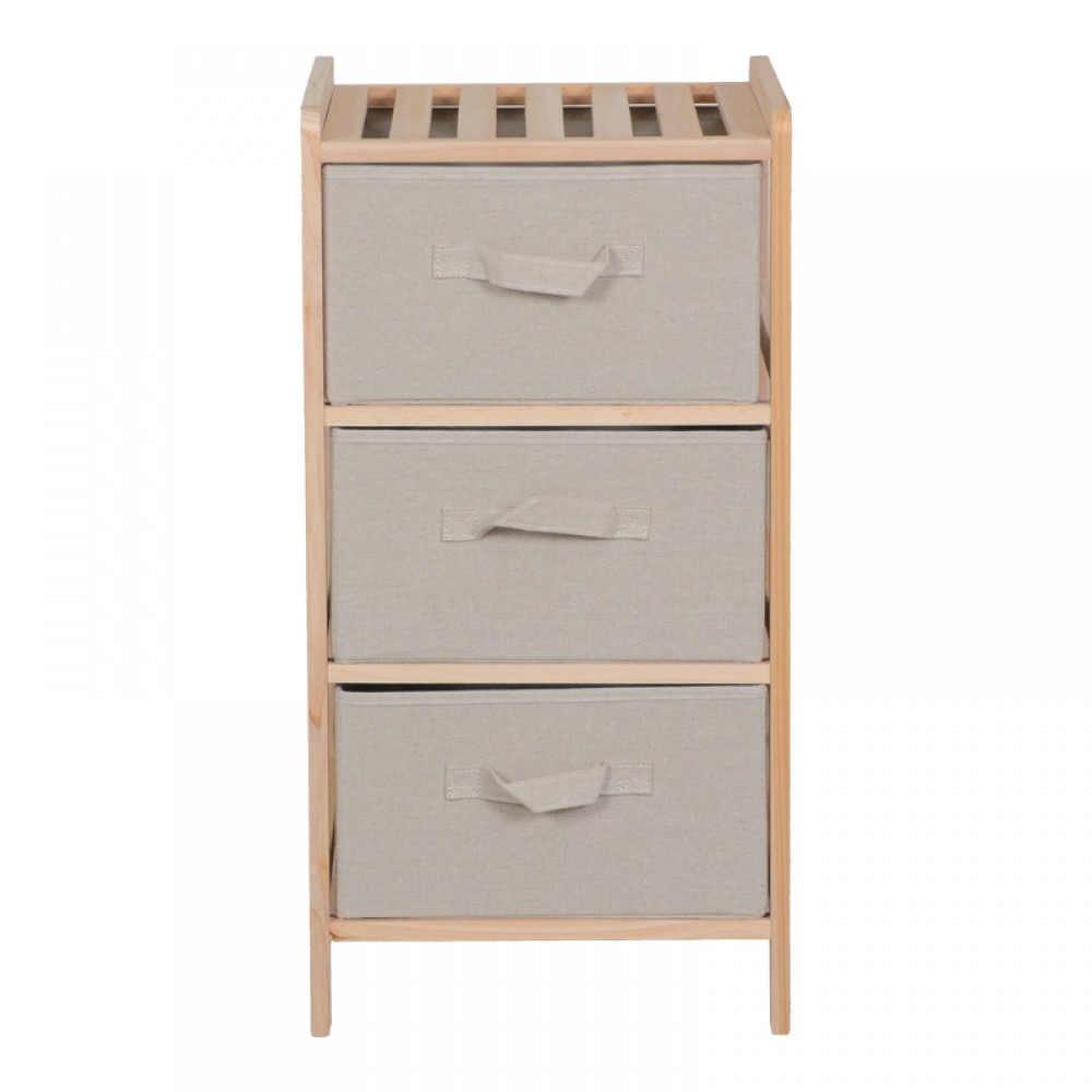 Συρταριέρα "WOLEN" από ξύλο/ύφασμα σε χρώμα φυσικό μπεζ 34.5x36.5x67