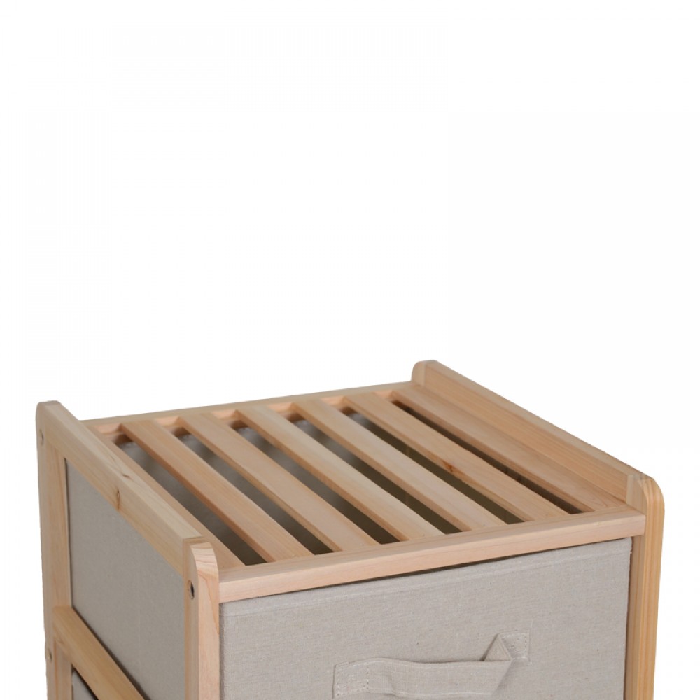 Συρταριέρα "WOLEN" από ξύλο/ύφασμα σε χρώμα φυσικό μπεζ 34.5x36.5x67