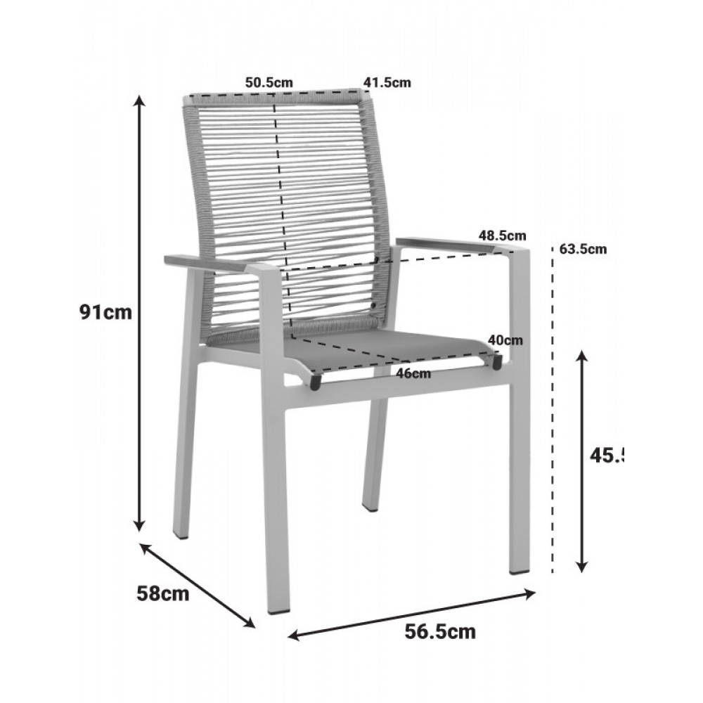 Πολυθρόνα "AEGEAN" από αλουμίνιο/textline σε χρώμα φυσικο/ανθρακί 57x64x87