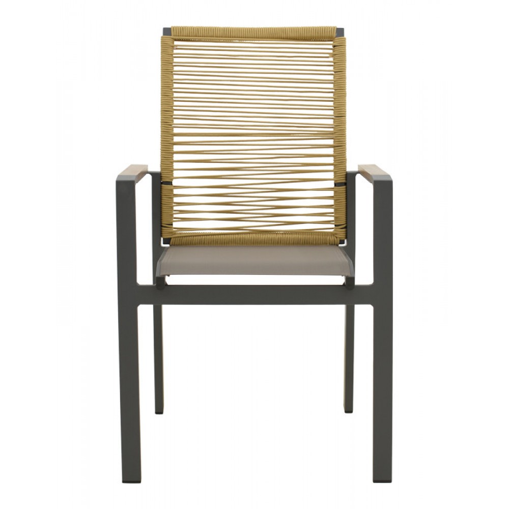 Πολυθρόνα "AEGEAN" από αλουμίνιο/textline σε χρώμα φυσικο/ανθρακί 57x64x87