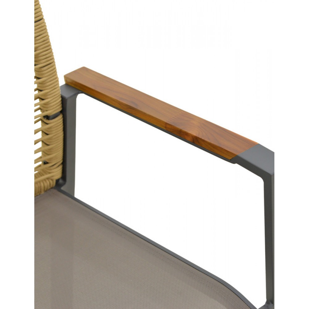 Πολυθρόνα "AEGEAN" από αλουμίνιο/textline σε χρώμα φυσικο/ανθρακί 57x64x87