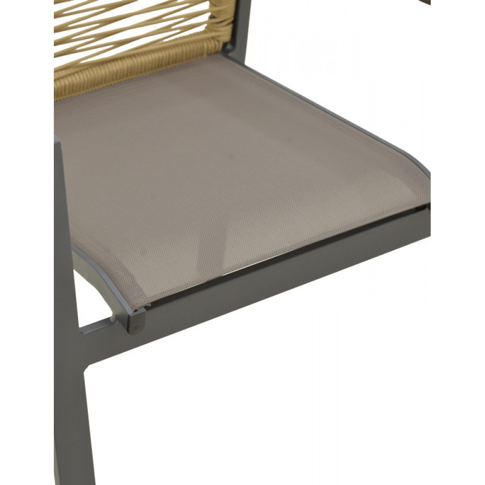 Πολυθρόνα "AEGEAN" από αλουμίνιο/textline σε χρώμα φυσικο/ανθρακί 57x64x87