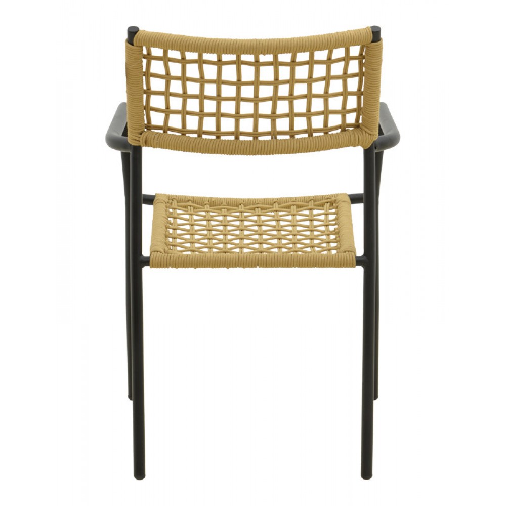 Πολυθρόνα "CASTAL" από μέταλλο/σχοινί σε μαύρο/φυσικό χρώμα 56x60x84