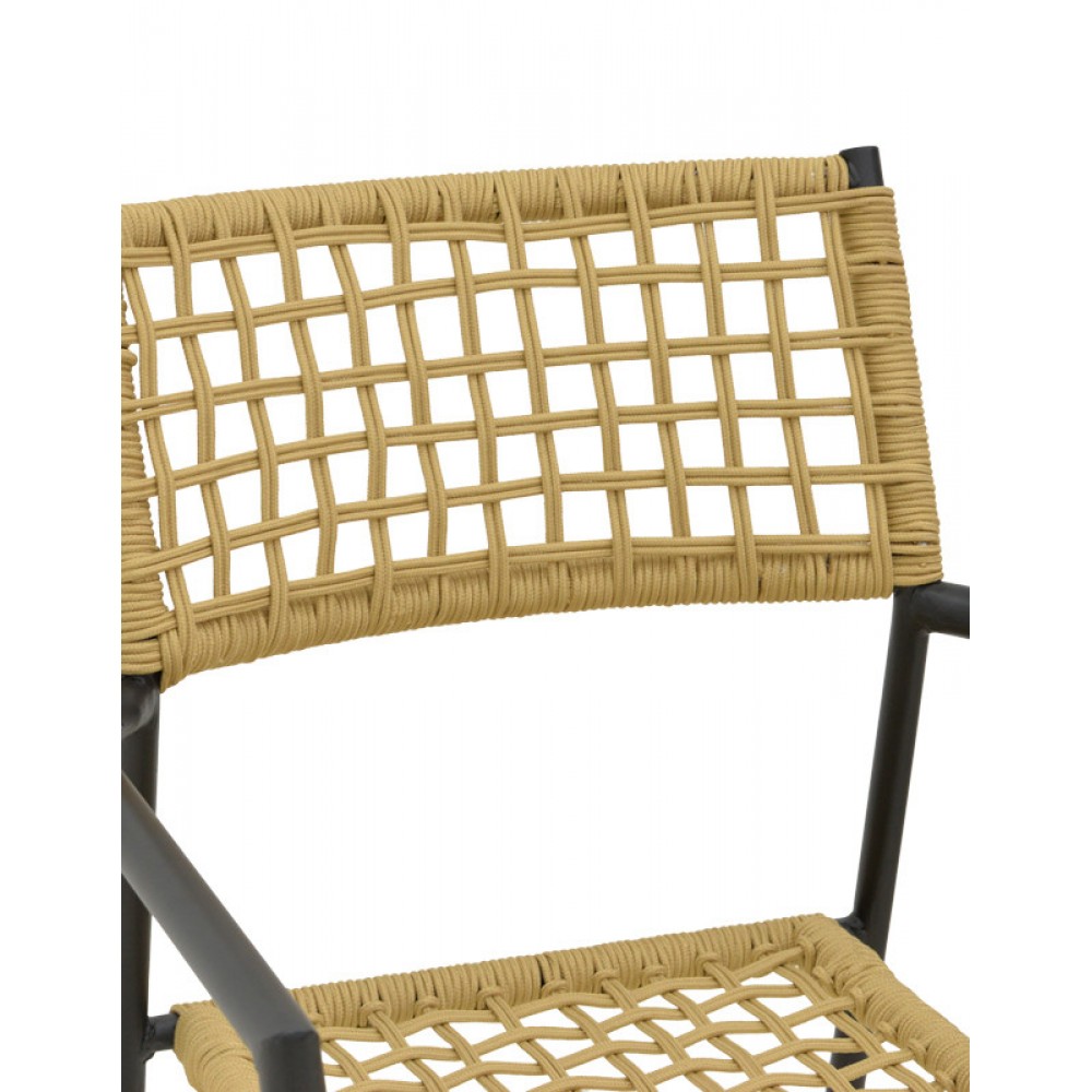 Πολυθρόνα "CASTAL" από μέταλλο/σχοινί σε μαύρο/φυσικό χρώμα 56x60x84