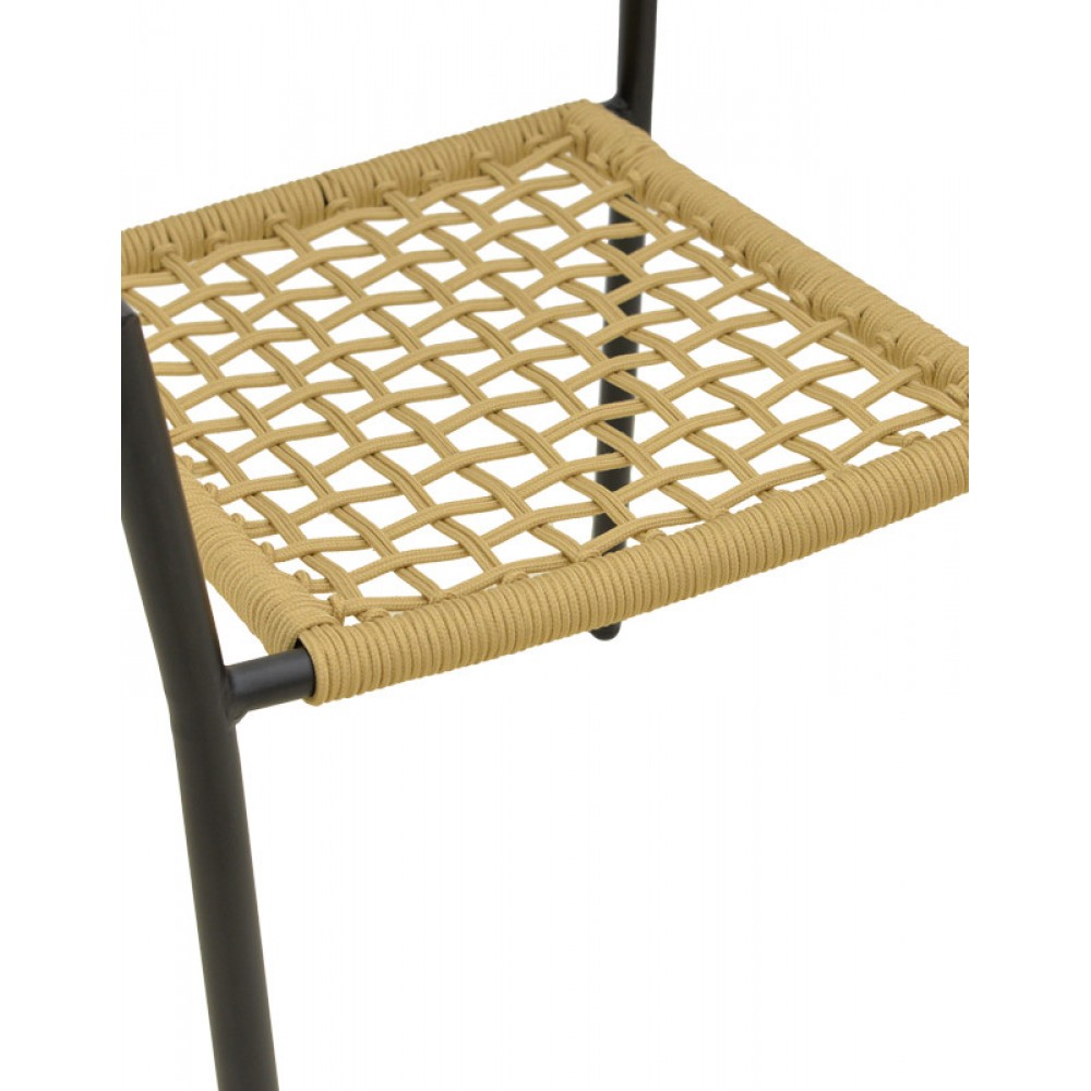 Πολυθρόνα "CASTAL" από μέταλλο/σχοινί σε μαύρο/φυσικό χρώμα 56x60x84