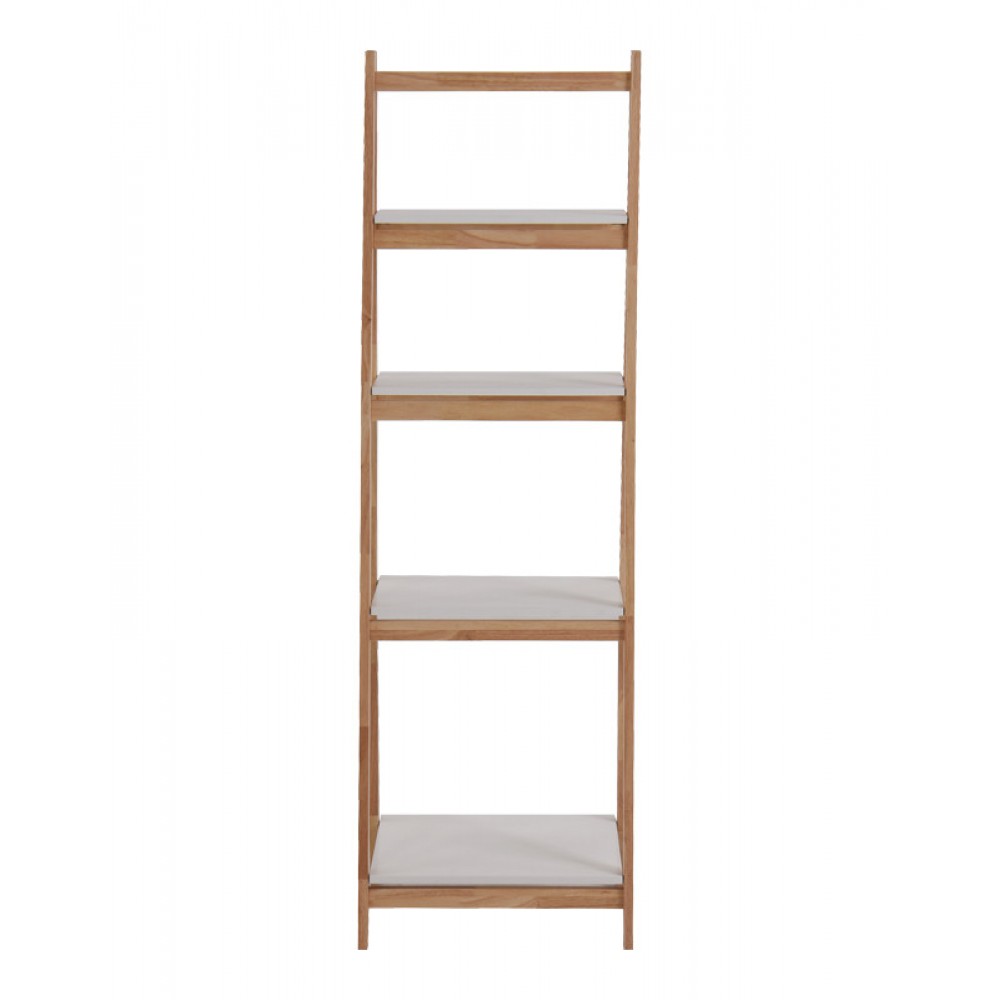 Ραφιέρα δαπέδου "BENWEN" από rubberwood σε λευκό/φυσικό  χρώμα 42x34.5x140