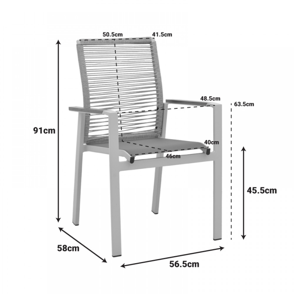 Πολυθρόνα "AEGEAN" από αλουμίνιο/textline σε χρώμα κρεμ/φυσικό 57x64x87