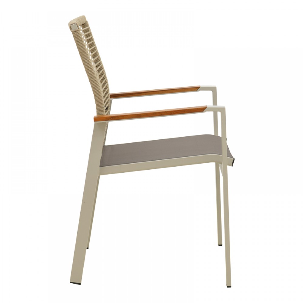 Πολυθρόνα "AEGEAN" από αλουμίνιο/textline σε χρώμα κρεμ/φυσικό 57x64x87