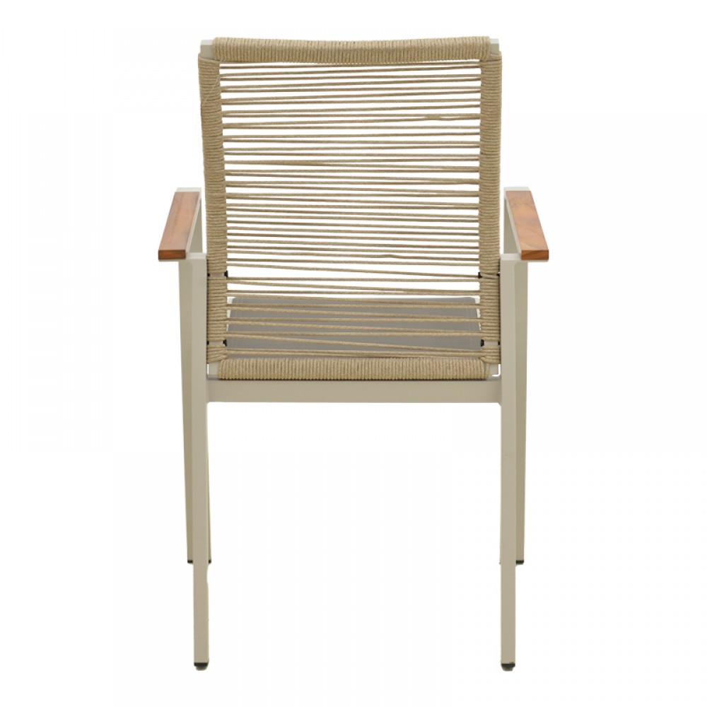 Πολυθρόνα "AEGEAN" από αλουμίνιο/textline σε χρώμα κρεμ/φυσικό 57x64x87