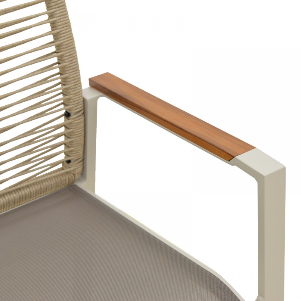 Πολυθρόνα "AEGEAN" από αλουμίνιο/textline σε χρώμα κρεμ/φυσικό 57x64x87