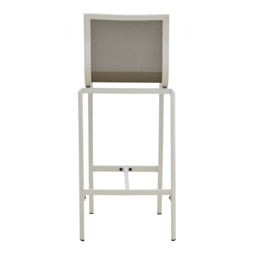 Σκαμπό μπαρ "MELINA" από αλουμίνιο/textline σε χρώμα λευκό/γκρι 45x49x115