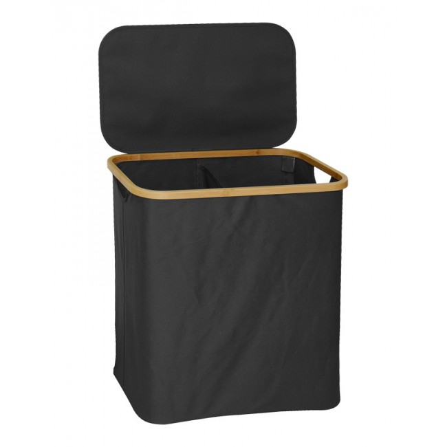 Καλάθι απλύτων "LΟDGE"  από μπαμπού/ύφασμα σε γκρι απόχρωση 54x33x60