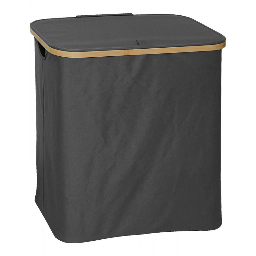 Καλάθι απλύτων "LΟDGE"  από μπαμπού/ύφασμα σε γκρι απόχρωση 54x33x60