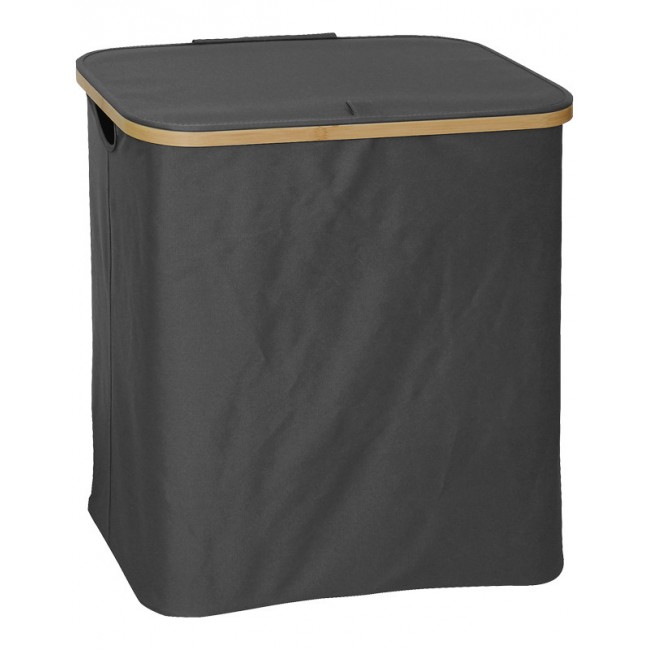 Καλάθι απλύτων "LΟDGE"  από μπαμπού/ύφασμα σε γκρι απόχρωση 54x33x60