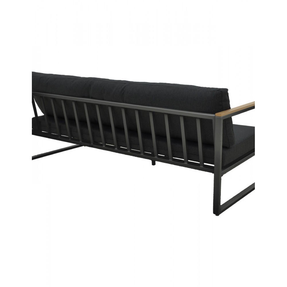 Καναπές τριθέσιος "AURELIO" από μέταλλο με μαύρα μαξιλάρια 192x74x63