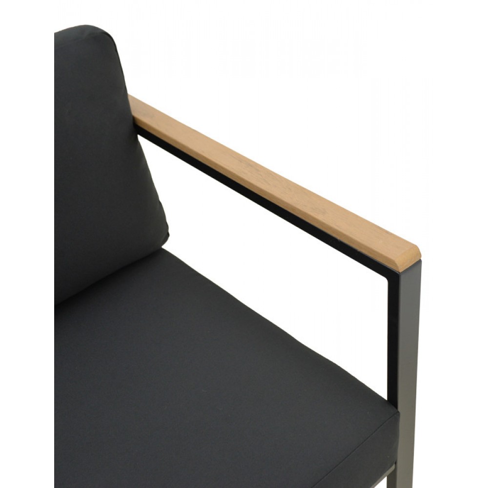 Καναπές τριθέσιος "AURELIO" από μέταλλο με μαύρα μαξιλάρια 192x74x63