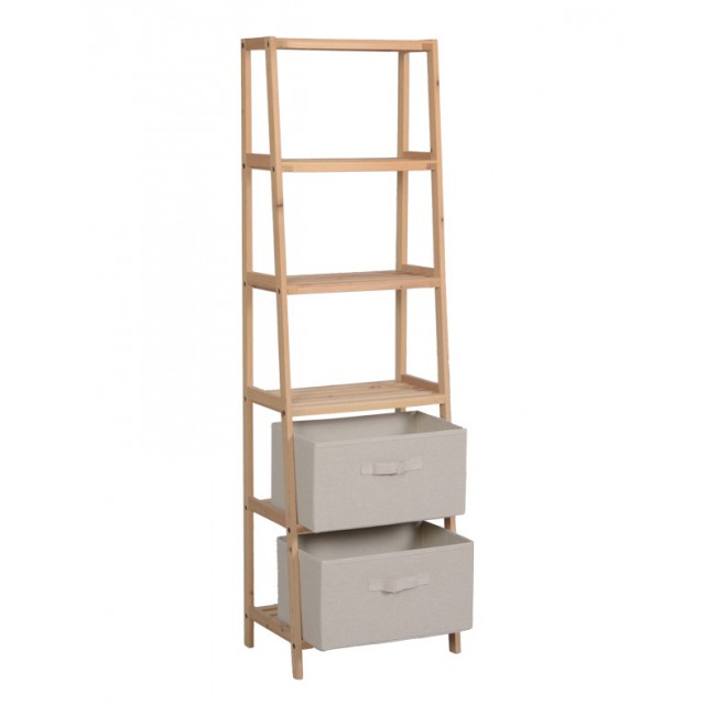 Ραφιέρα δαπέδου με συρτάρια "WOLEN" από ξύλο ελάτου/ύφασμα σε φυσικό/μπεζ  42x27.5x139