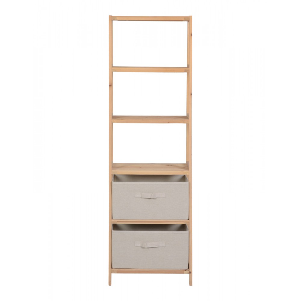 Ραφιέρα δαπέδου με συρτάρια "WOLEN" από ξύλο ελάτου/ύφασμα σε φυσικό/μπεζ  42x27.5x139