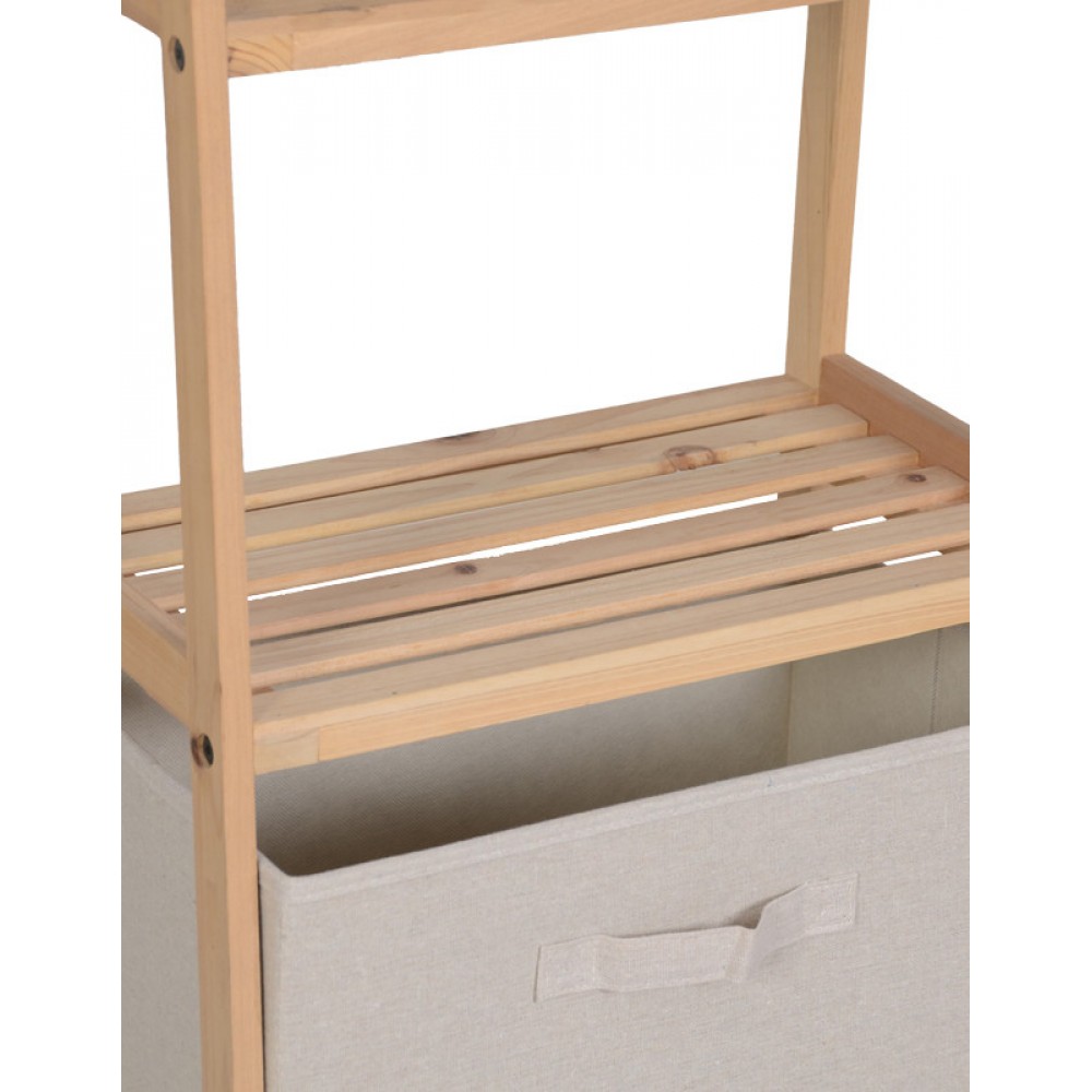 Ραφιέρα δαπέδου με συρτάρια "WOLEN" από ξύλο ελάτου/ύφασμα σε φυσικό/μπεζ  42x27.5x139