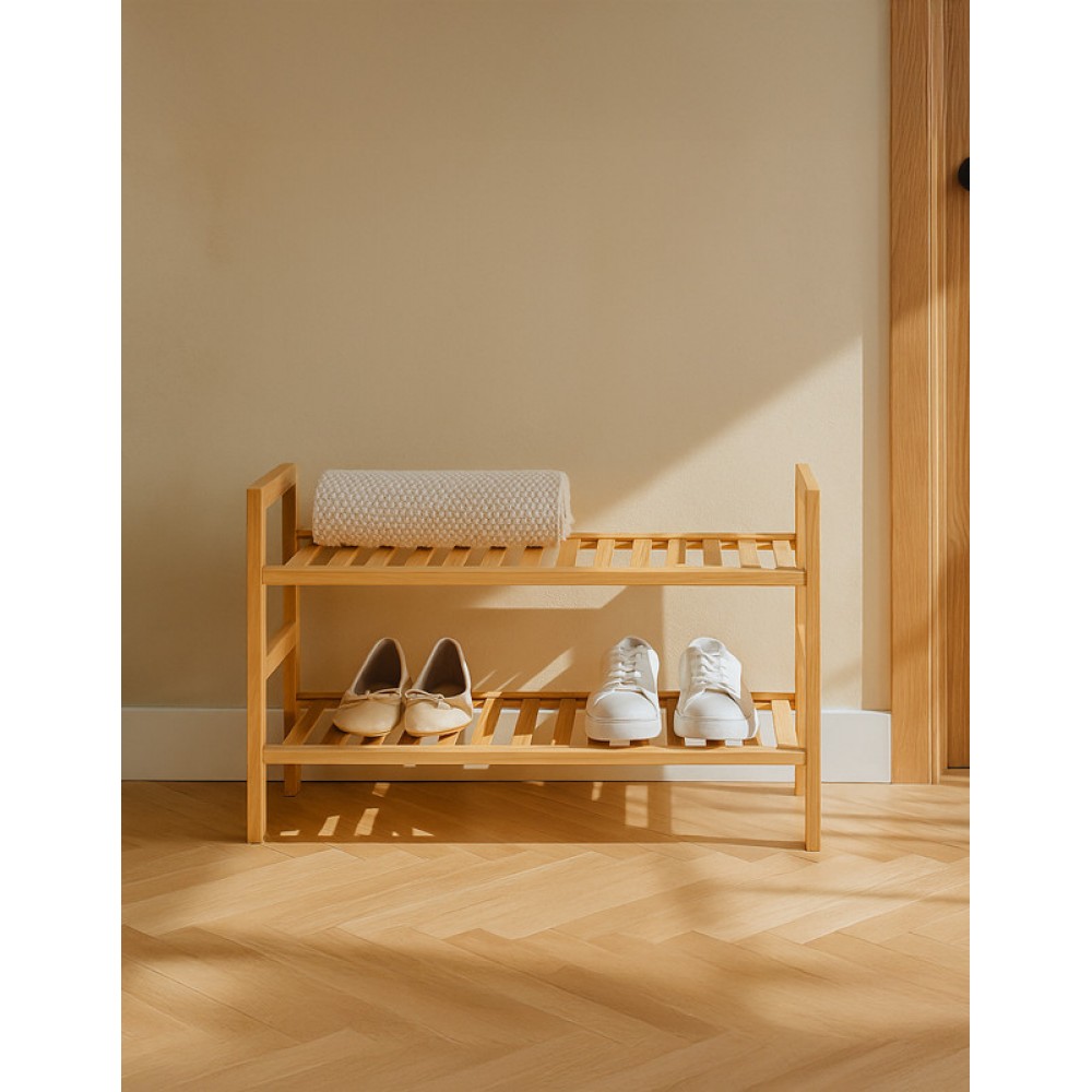 Παπουτσοθήκη 8 ζευγών "STEPER"  από ξύλο ελάτου σε φυσική απόχρωση 71x26x40