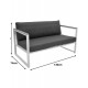 Καναπές διθέσιος "AURELIO" από μέταλλο με μαύρα μαξιλάρια 130x74x63