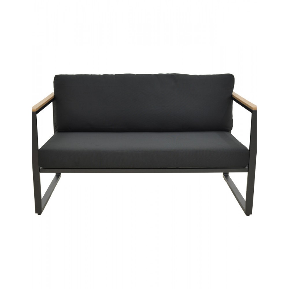 Καναπές διθέσιος "AURELIO" από μέταλλο με μαύρα μαξιλάρια 130x74x63